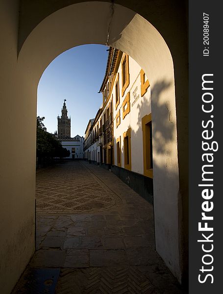 View of the Giralda in Seville. View of the Giralda in Seville.