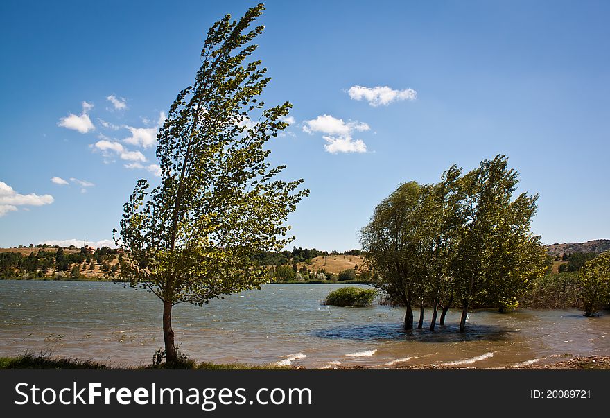 Lake near Veles city, Macedonia take in a sunny weather
