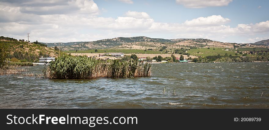 Lake near Veles city, Macedonia take in a sunny weather