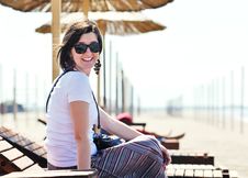 Young Woman Relax  On Beach Stock Image