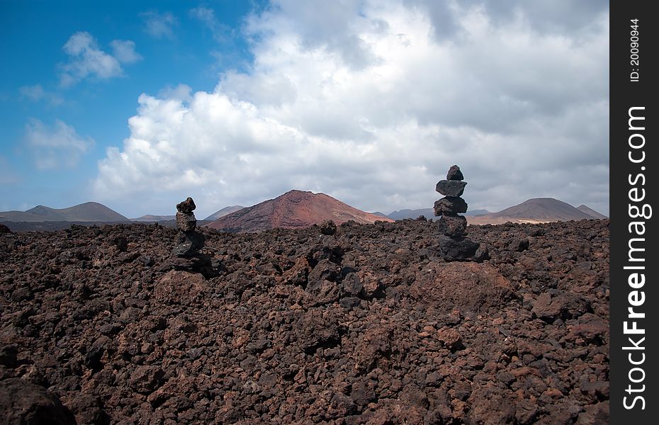 Stone pile in los hervideros, lanzarote, canary islands