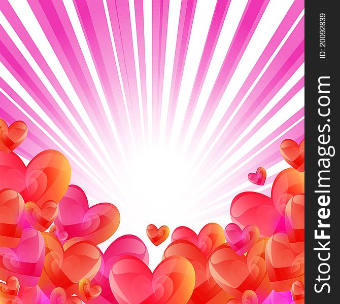 Colorful background with hearts and place for text