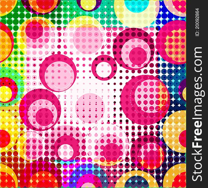 Colorful background with halftone and circles