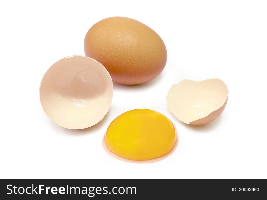 Egg brokens. on white background