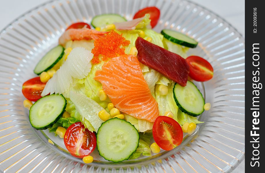 Western food - Salmon Seafood Salad. Western food - Salmon Seafood Salad