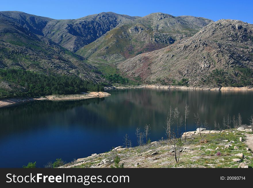 Lake in mountains in Portugal