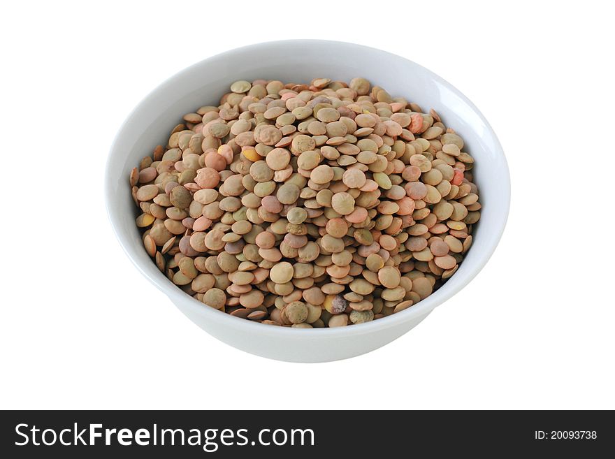 Dry lentil in a bowl
