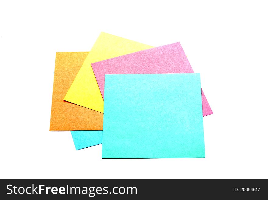 Colorful paper notes isolated on white