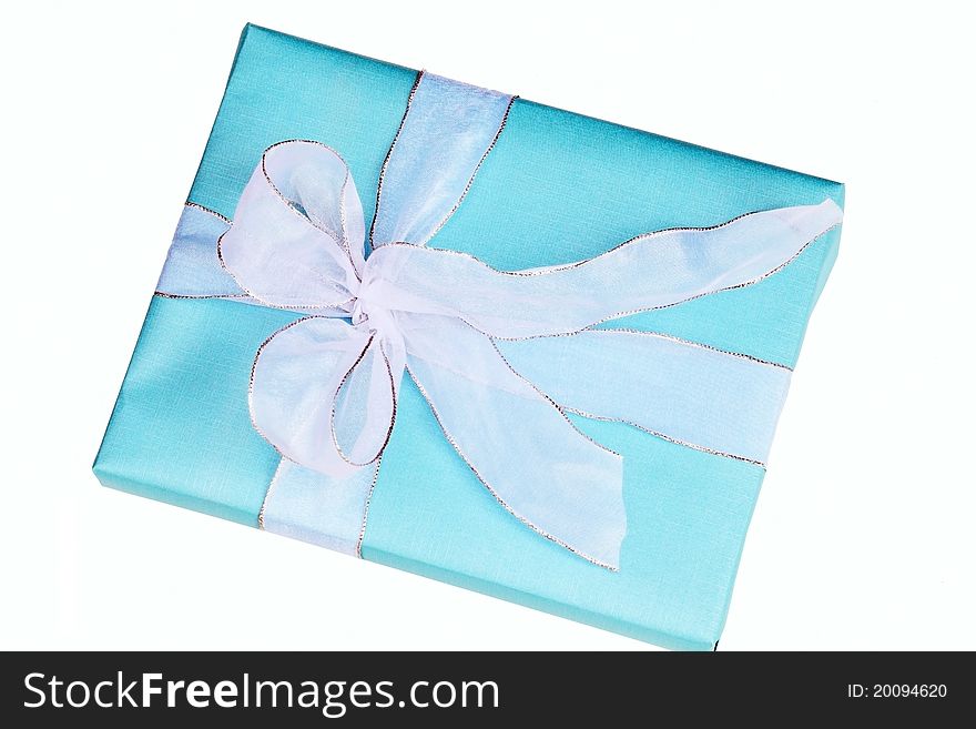 A beautiful blue gift box.
