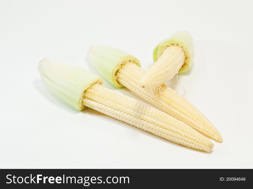 Baby corn isolated on white. Baby corn isolated on white.