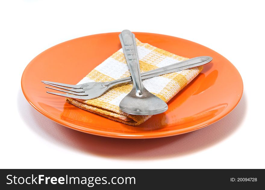 Set of spoon on white background