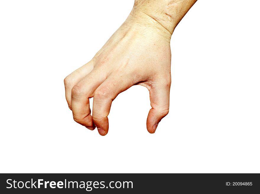 Empty woman hand isolated on white background