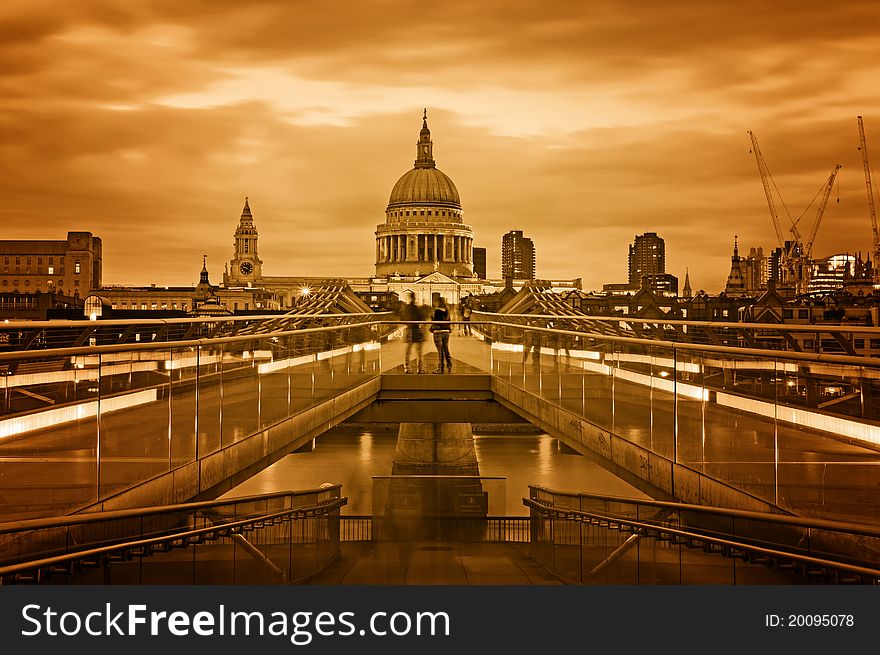 Toned, night image of  St. Paul's Cathedral. Toned, night image of  St. Paul's Cathedral.