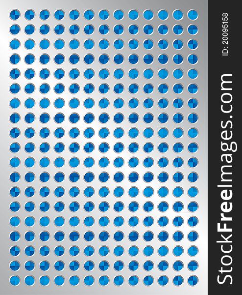 Silver background with blue raster circles. Silver background with blue raster circles
