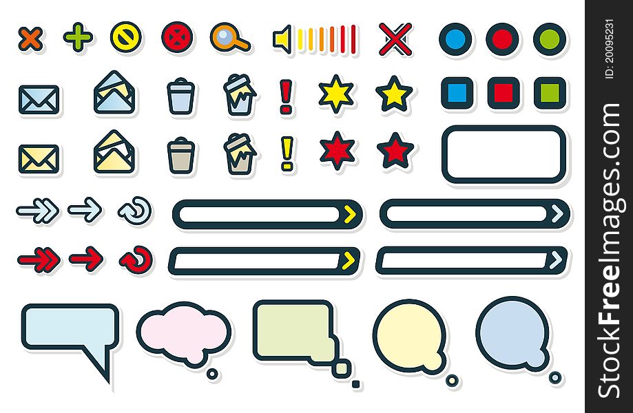 Icons, individual parts to build a web site. Icons, individual parts to build a web site