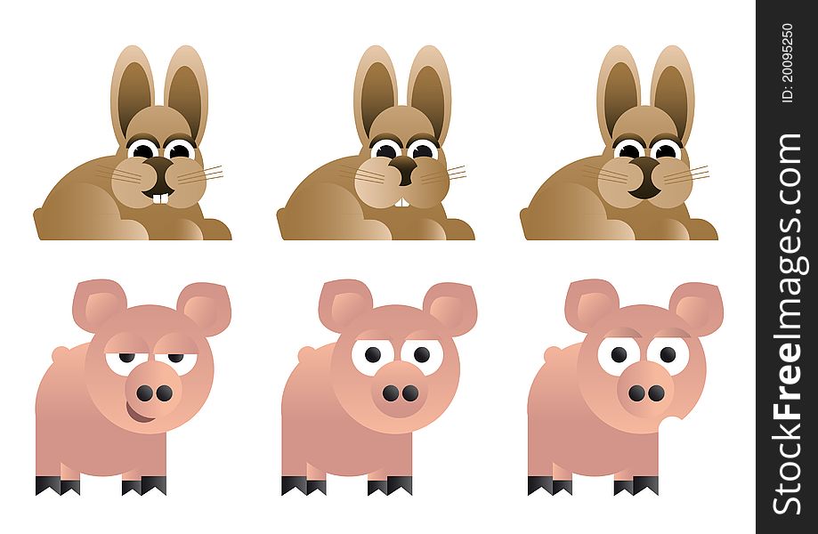 Isolated Caricature animals for children. Isolated Caricature animals for children