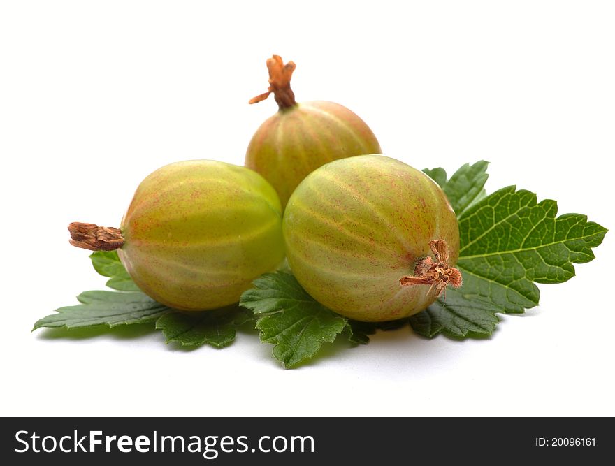 Green gooseberries isolated on a white background