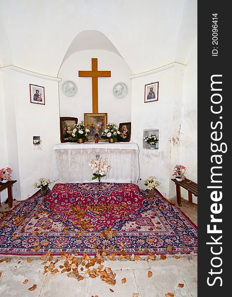 Small chapel interior in Broumov, Czech Republic.