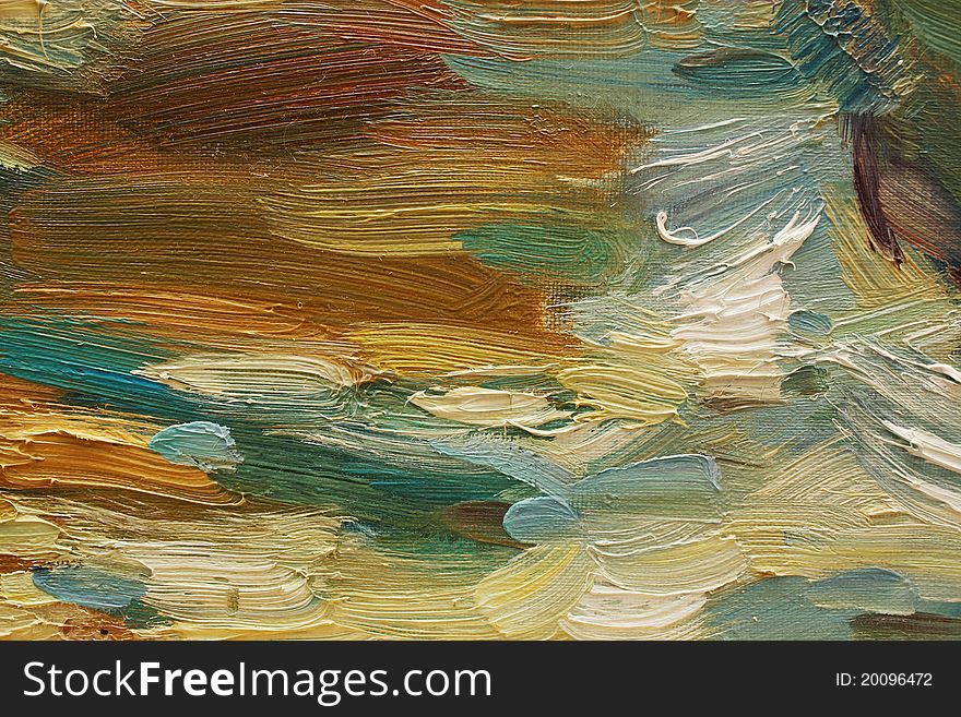 Colorful brushstrokes in oil on canvas