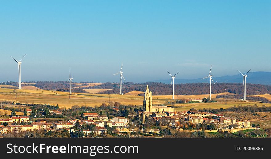 A wind turbines in the South of France (Avignonet-Lauragais). A wind turbines in the South of France (Avignonet-Lauragais)