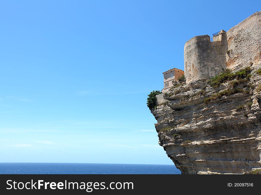 Cliff fortified castle against the sea. Cliff fortified castle against the sea