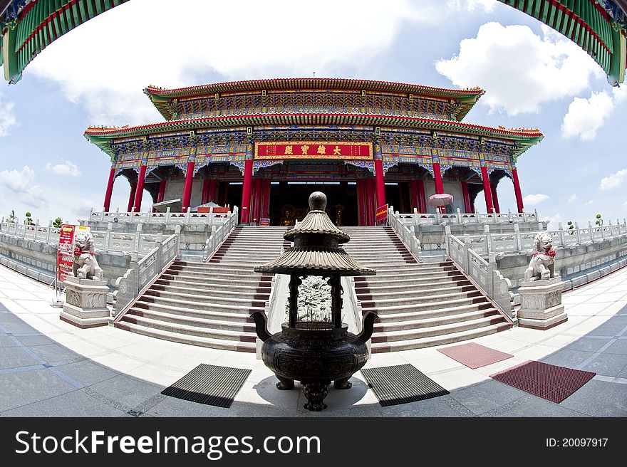 Wide angle of Chinese Temple