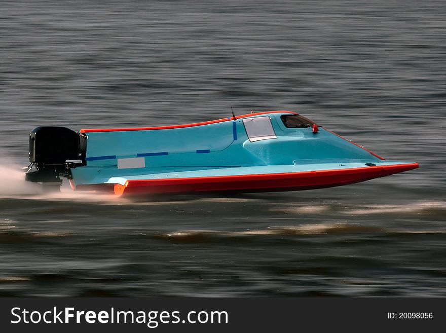 Highspeed motor boat on racing