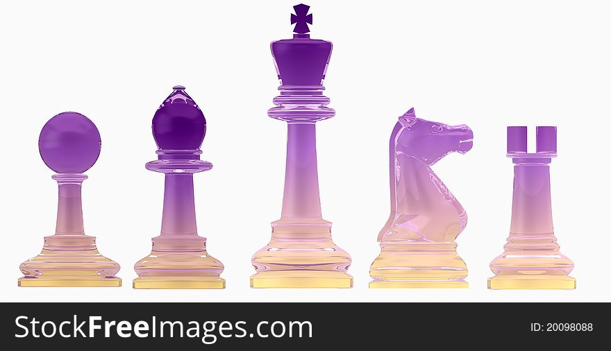 Glass chess pieces on a white background. Glass chess pieces on a white background