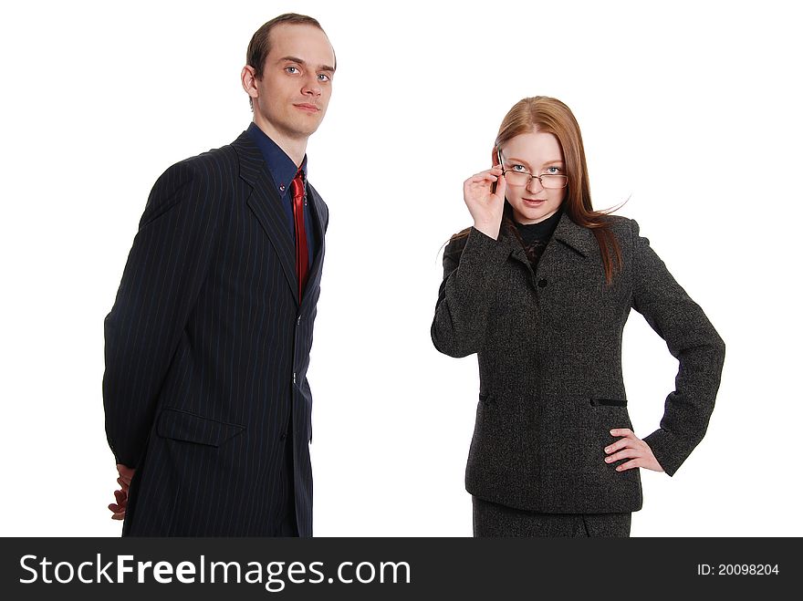 Two young businessman, isolated on white background. Two young businessman, isolated on white background