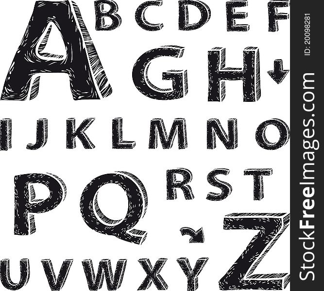 Font composition based on drawing the Latin alphab