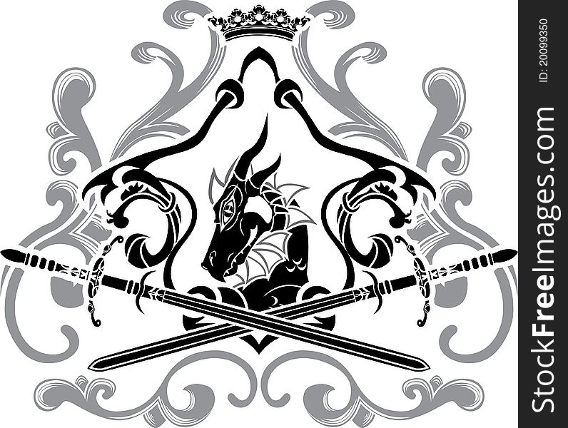 Dragon shield with swords second variant