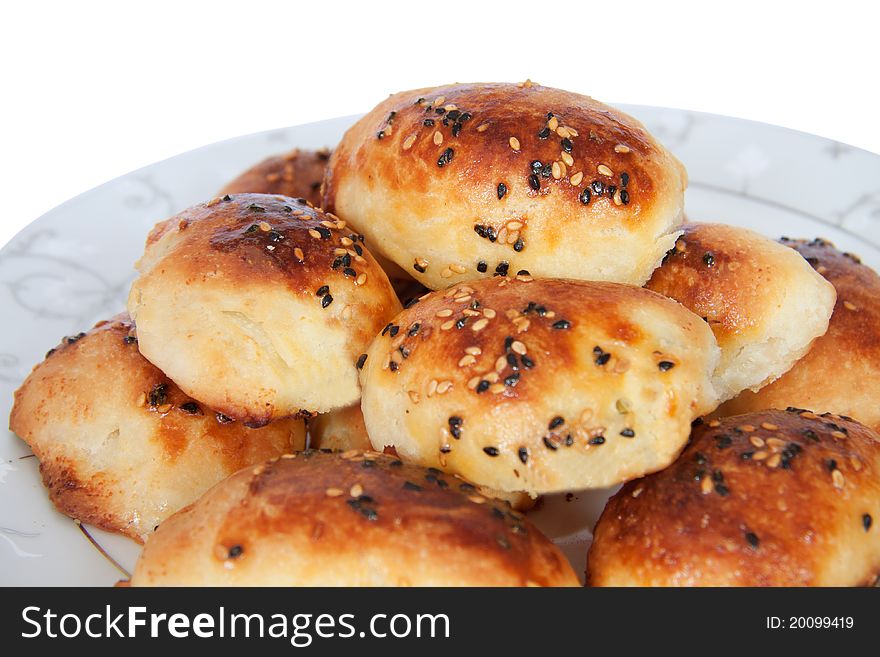 Fresh croissant pastry in plate. delicious