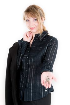 A Woman With New Keys In Her Hand Royalty Free Stock Photo A Woman With New Keys In Her Hand Royalty Free Stock Photo