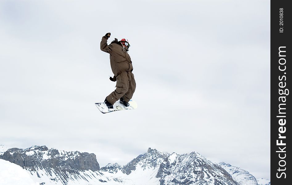 Snowboarder Jumping High In The Air
