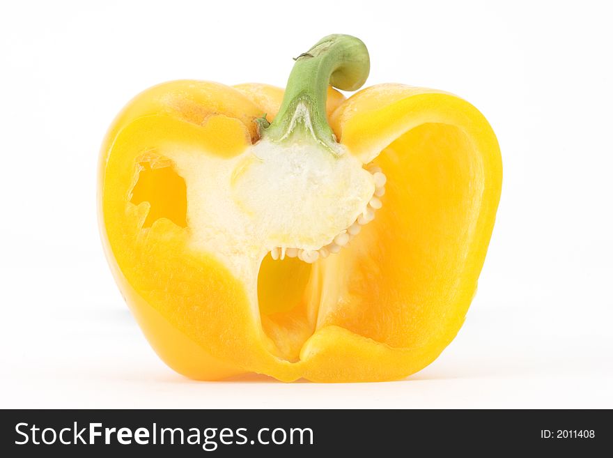 Yellow bell pepper cut in half