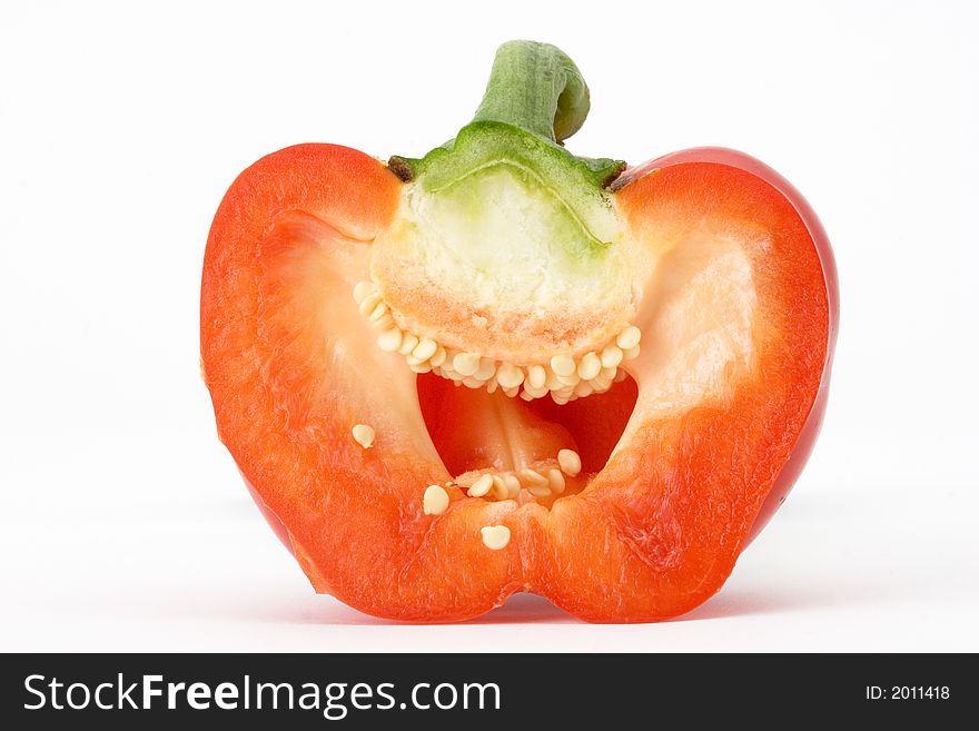 Red bell pepper cut in half