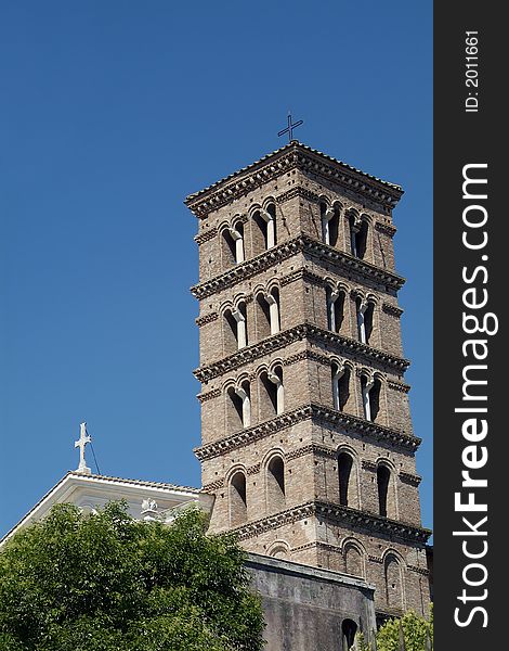 The tower of Santi Giovanni e Paolo in Rome, Italy. The tower of Santi Giovanni e Paolo in Rome, Italy.