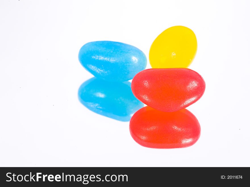 Colorful close-up of Jelly Beans on white