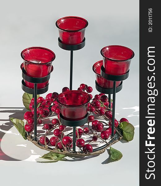 A decorative candle holder on white