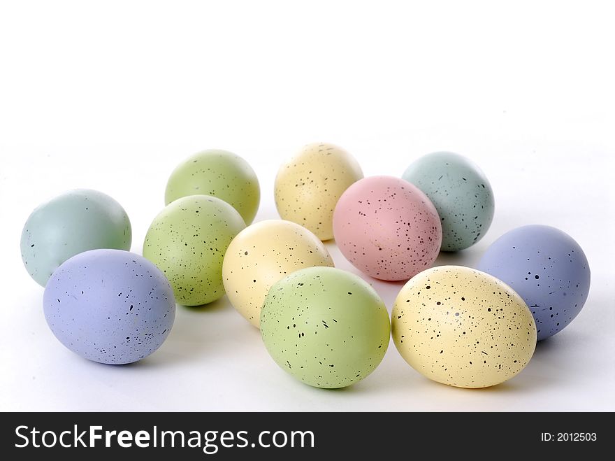 Decoated Easter eggs on white. Decoated Easter eggs on white