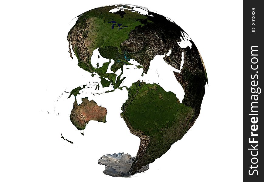 3D rendering of America on a transparent earth globe. 3D rendering of America on a transparent earth globe