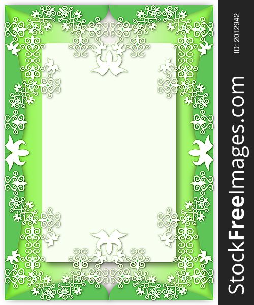 Green, frame, pattern, ornament, postcard. Green, frame, pattern, ornament, postcard