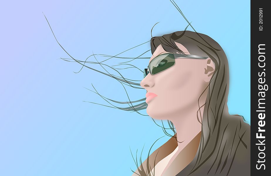 Girl, sky, wind, sun, face