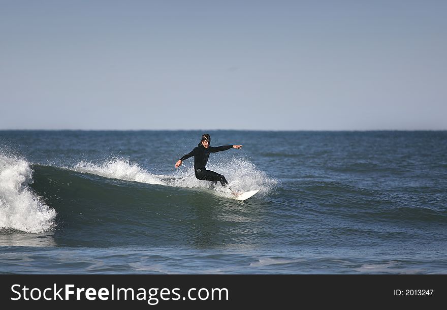 Surfer Making A Forehand