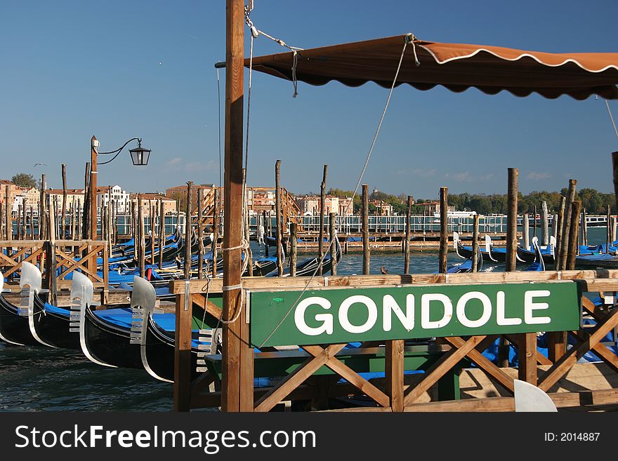 Gondola's staition in Venice, Italy