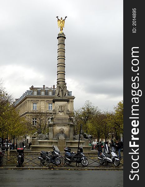 The column, dating from 1808, in remembrance of Napoleon I's victories on Place du Chatelet in Paris.