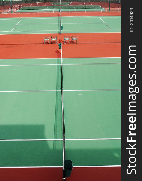 Tennis court in the sun of Cancun