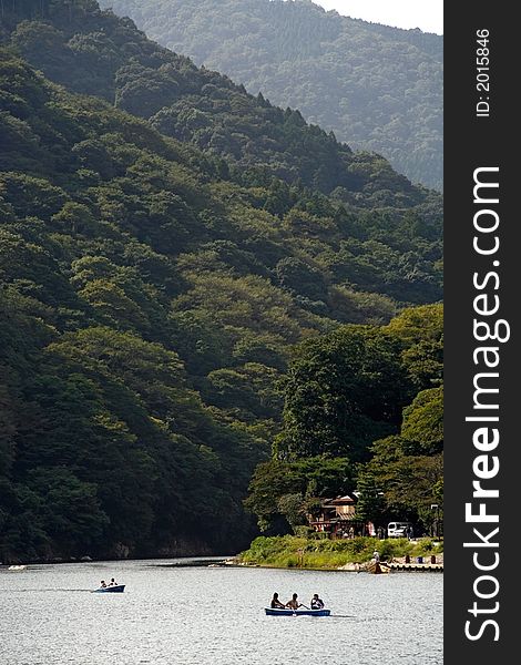 Boating on Hozu River, Arashiyama, Kyoto, Japan