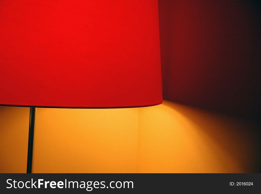 Red lamp in interior. Indoor illumination.