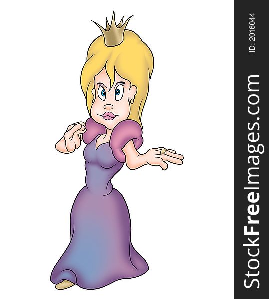 Clever princess - High detailed and coloured illustration - princess with violet dress